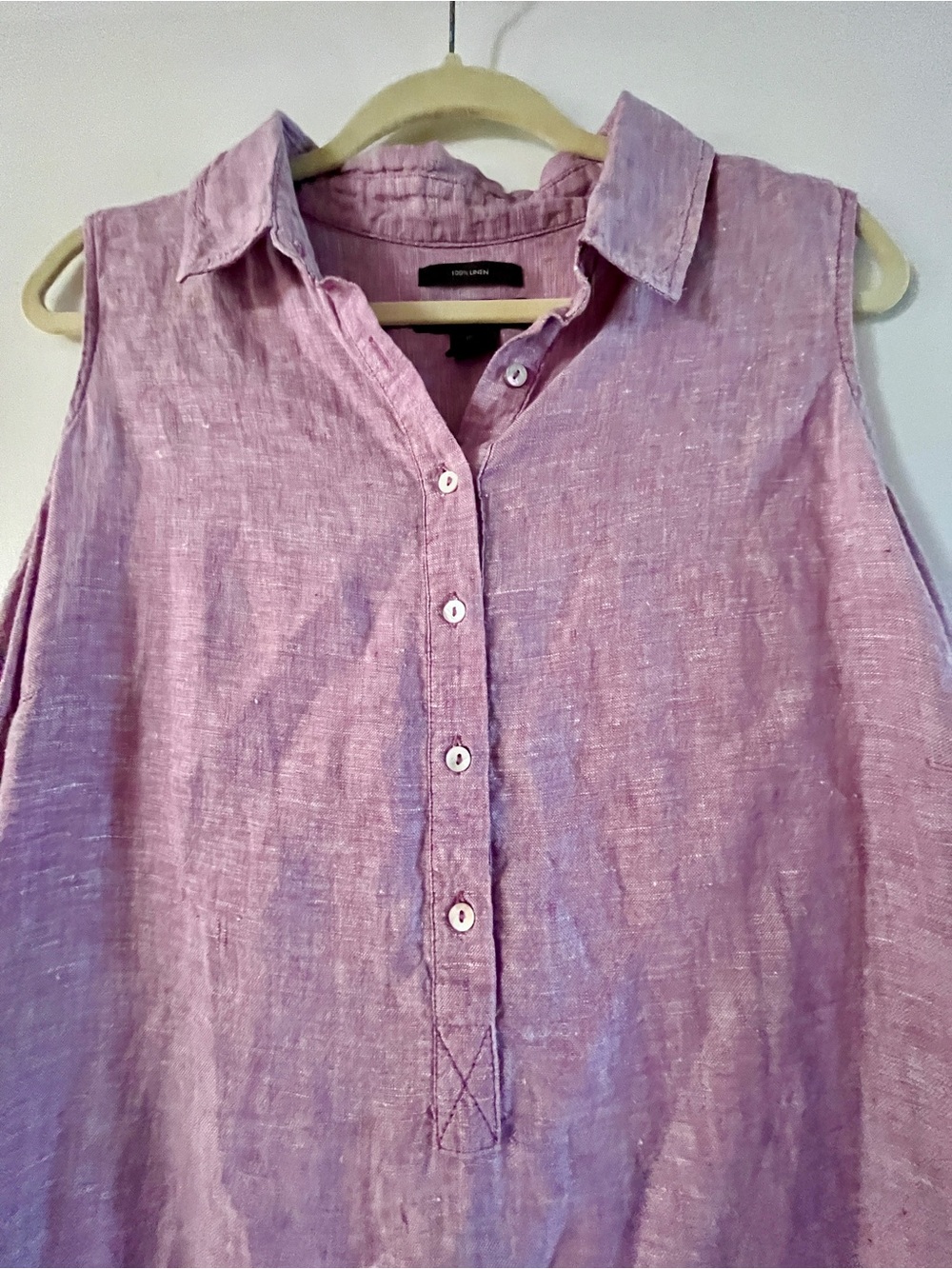 Tahari Sleeveless Linen Shift Dress in Lavender - Picture 9 of 9